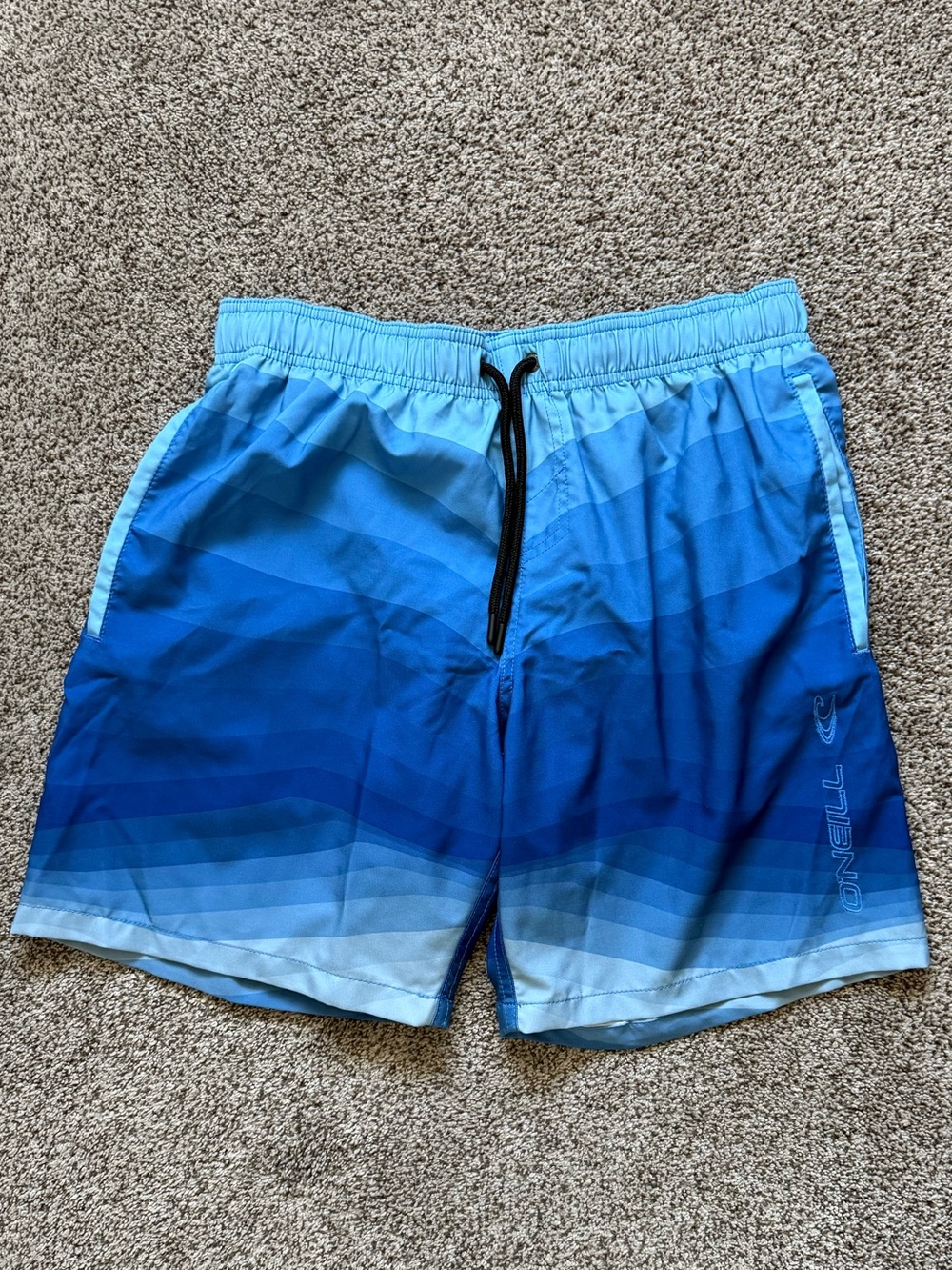 Men’s O'Neill Blue Ombré Wave Gradient Pattern Swim Trunks